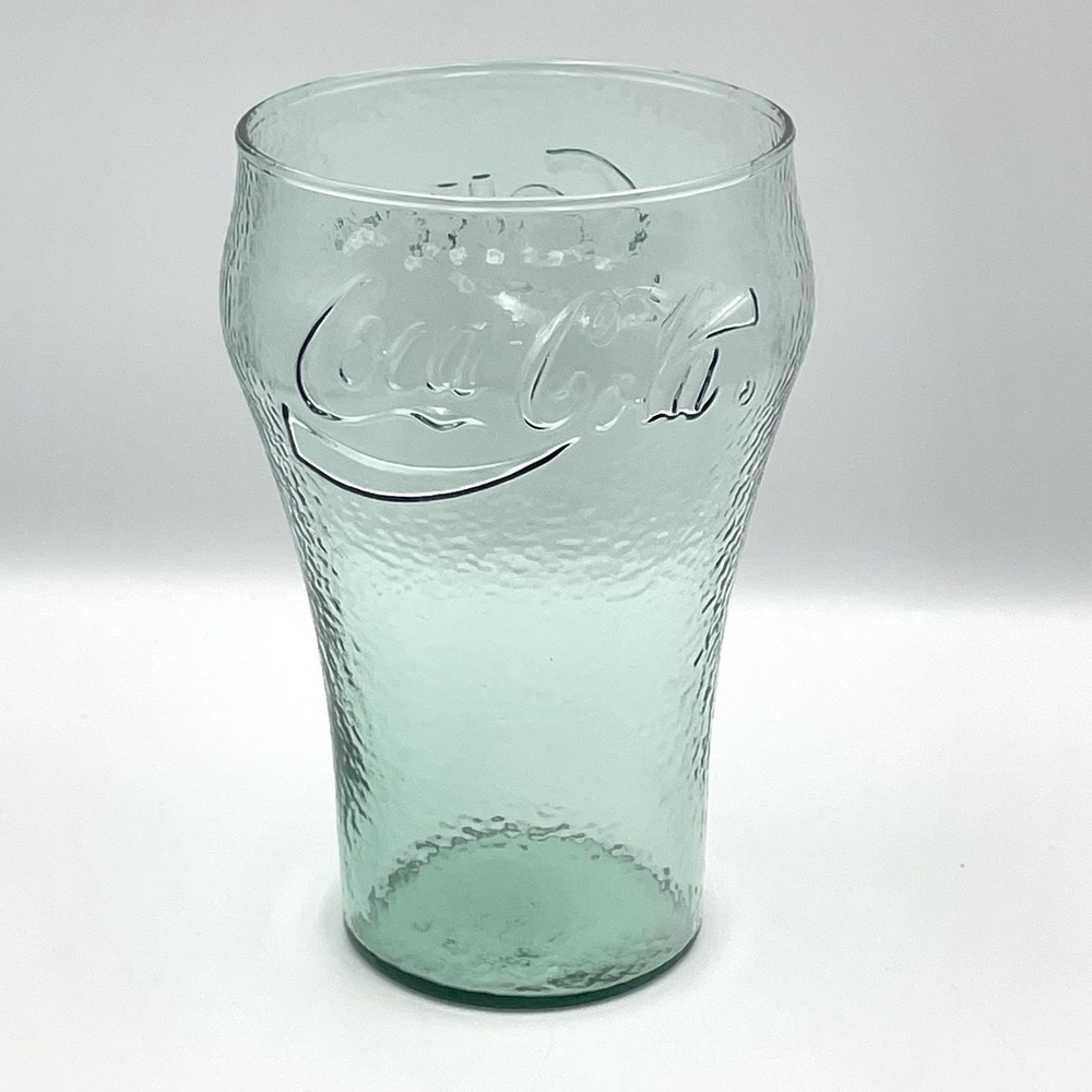 Vintage 1980s-1990s Coca-Cola Green Glass 32 Oz Tumbler Embossed Coke 7"